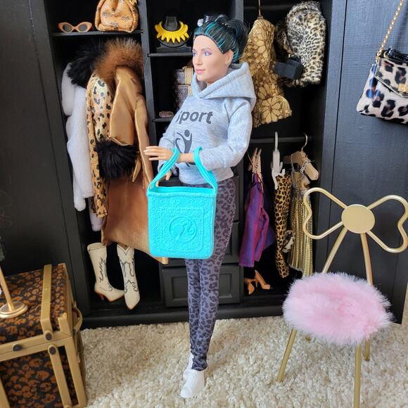 Mattel Barbie Doll Food Supermarket Grocery Bag Blue - Picture 2 of 3